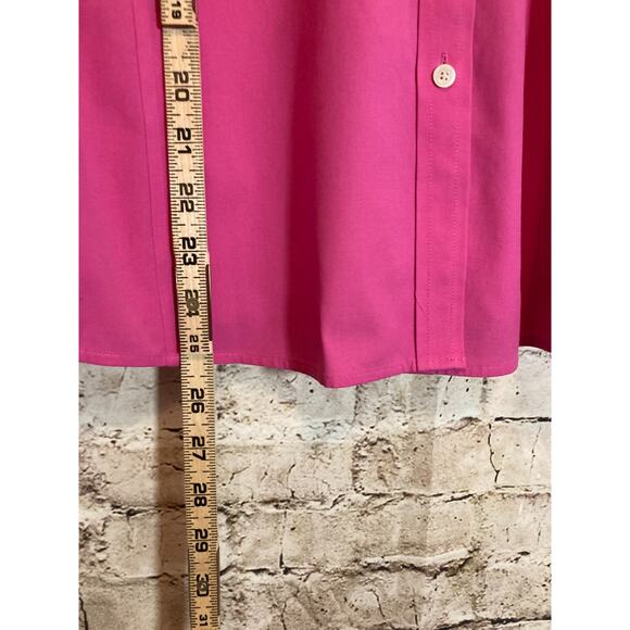 Talbots Haberdashery Top Womens 16 Hot Pink Button Up Wrinkle‎ Resistant Cotton - Picture 8 of 12